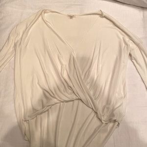 White-cream long sleeve cross cross drape front